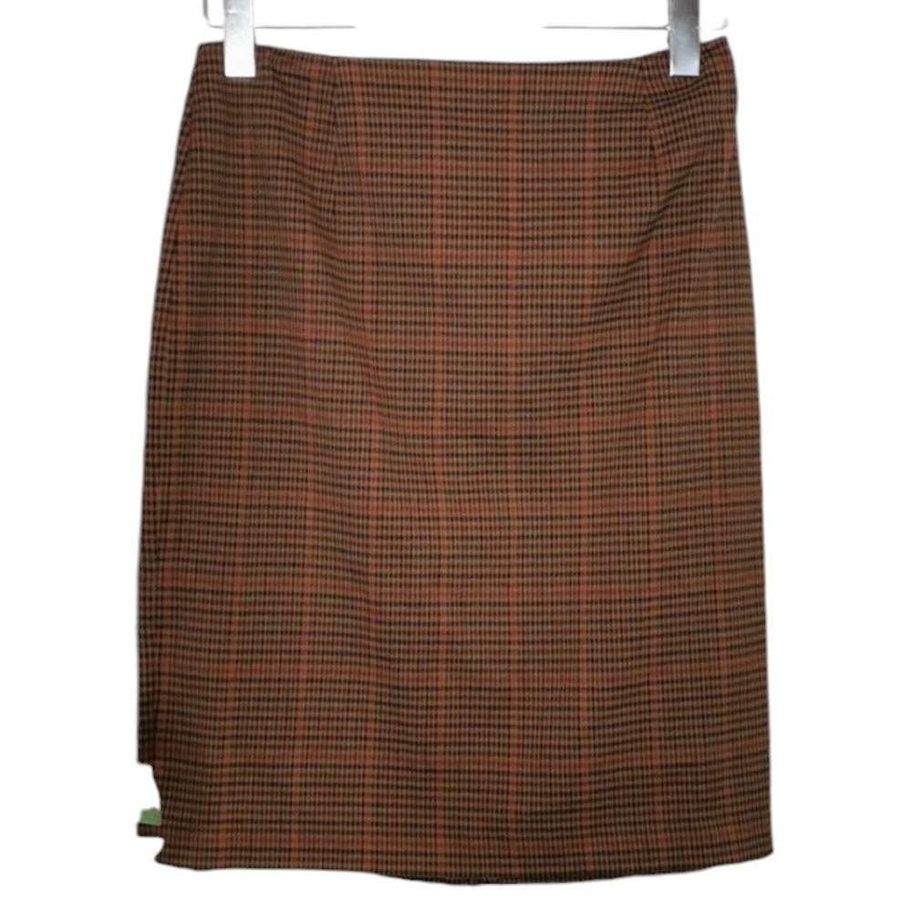 Amanda Smith Vintage 80s Brown Plaid Midi Skirt Size 10 Dark Academia